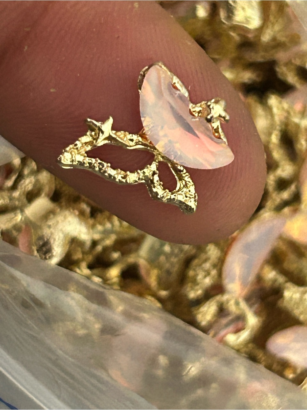 Gold Butterfly Opal Accent Stud - Unbranded